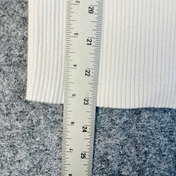 ZESICA WMNS White Ribbed Knit Sweater Large Black Trim Preppy Stretchy Pullover - Picture 3 of 9